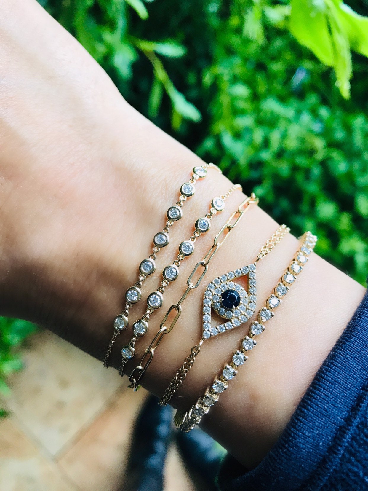 14K Gold Diamant Lünette Armband "Gemma" Tennis-stil." 14K Gold Diamant Lünette Armband "Gemma" Tennis-stil." von WillowRoeFineJewelry