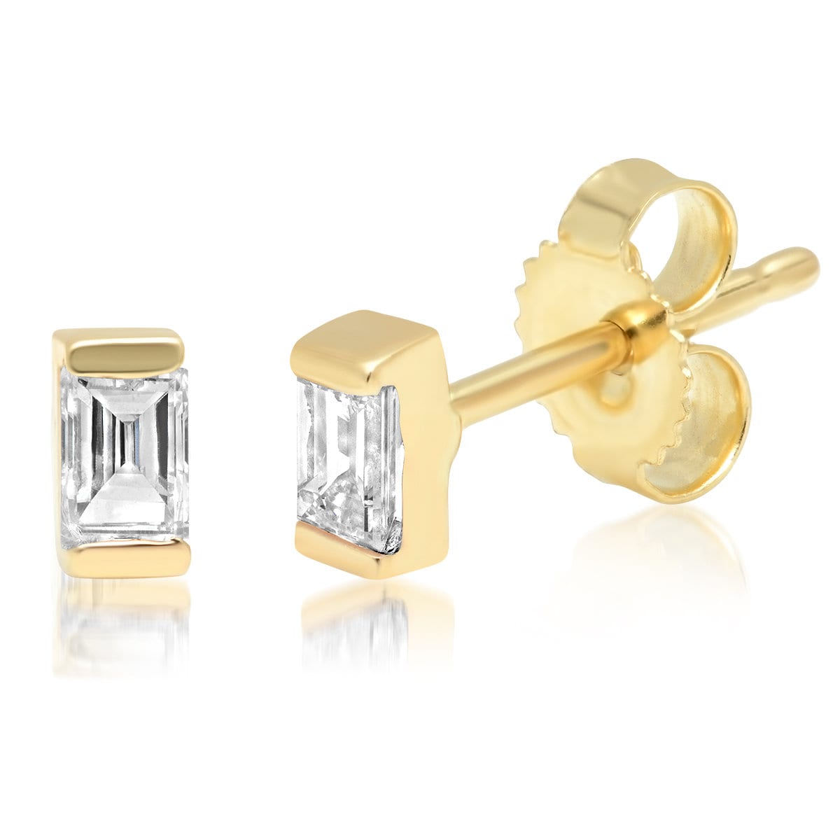 14K Solid Gold Baguette Diamant Ohrstecker 14K Solid Gold Baguette Diamant Ohrstecker von WillowRoeFineJewelry