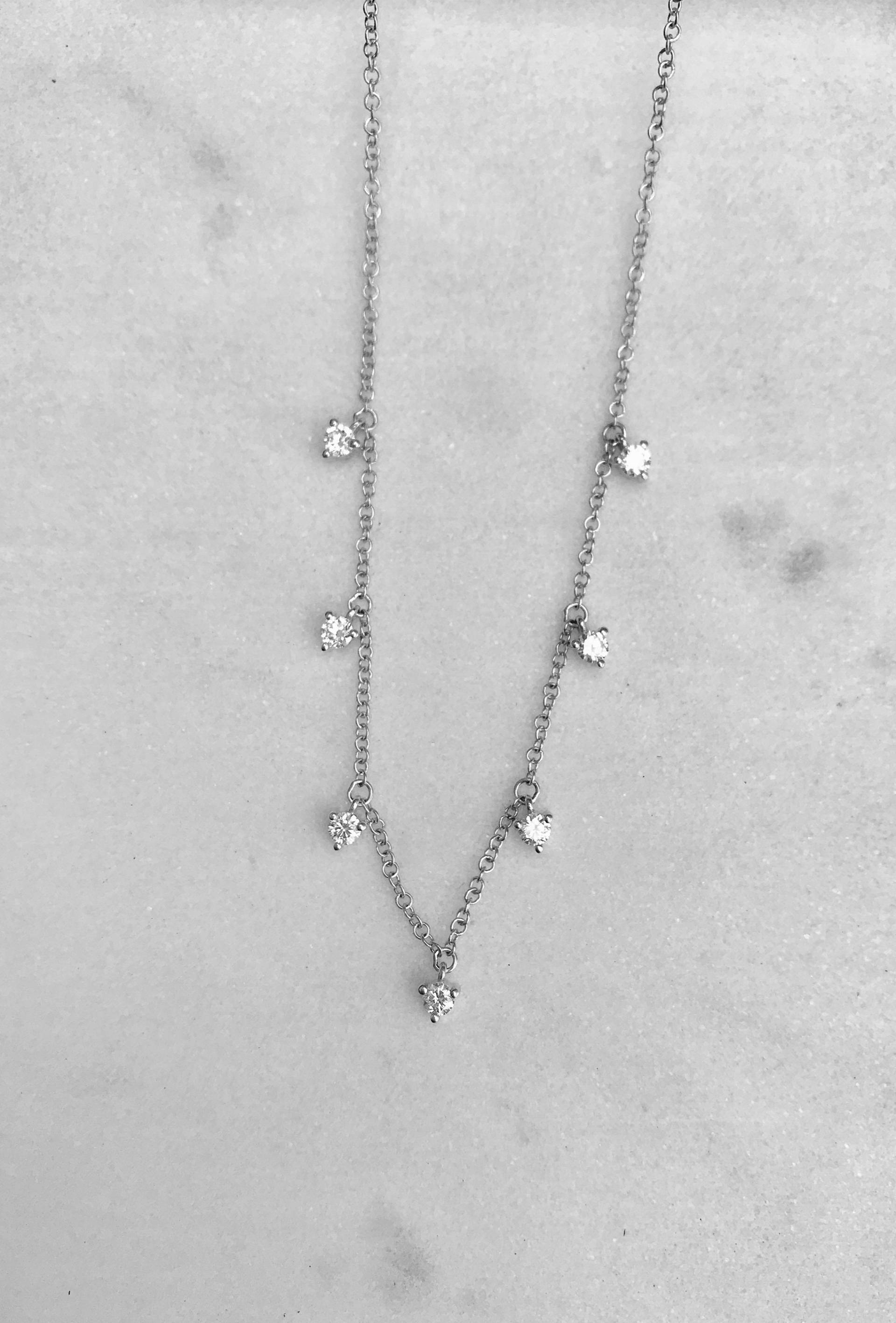 14K Solid Gold Diamant Tropfen Halskette Schmuck 14K Solid Gold Diamant Tropfen Halskette Schmuck von WillowRoeFineJewelry