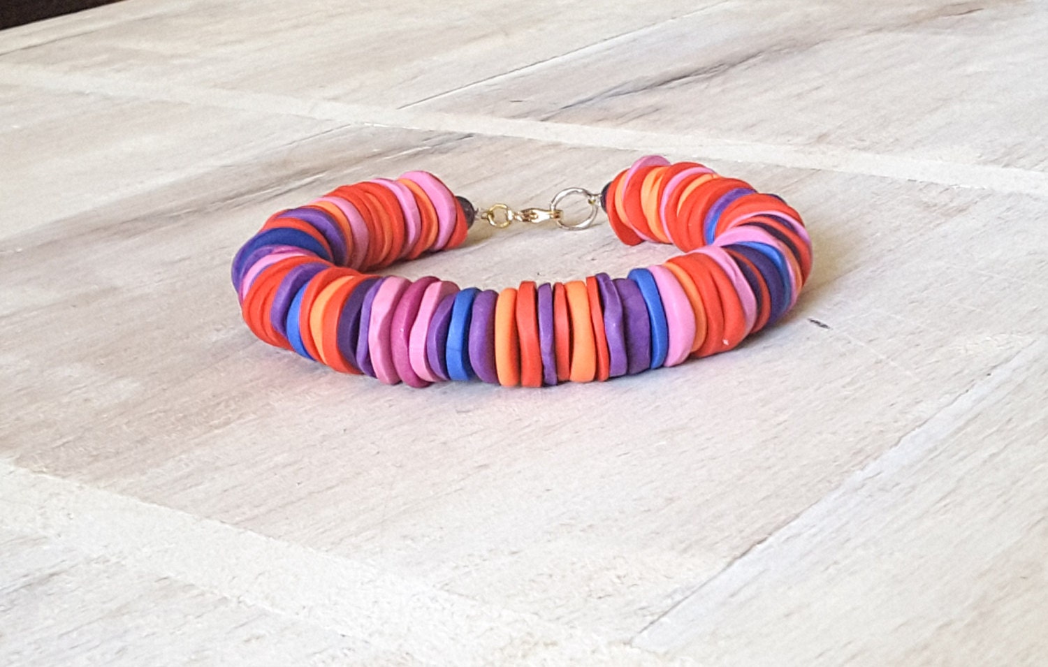 Bunten Fimo Scheibe Armband, Mehrfarbige Saftig, Lila Orange Rosa Einzigartige Klobig, Sundance, Strand, Sommer Im Freien Bunten Fimo Scheibe Armband, Mehrfarbige Saftig, Lila Orange Rosa Einzigartige Klobig, Sundance, Strand, Sommer Im Freien von WillowShadeJewelry