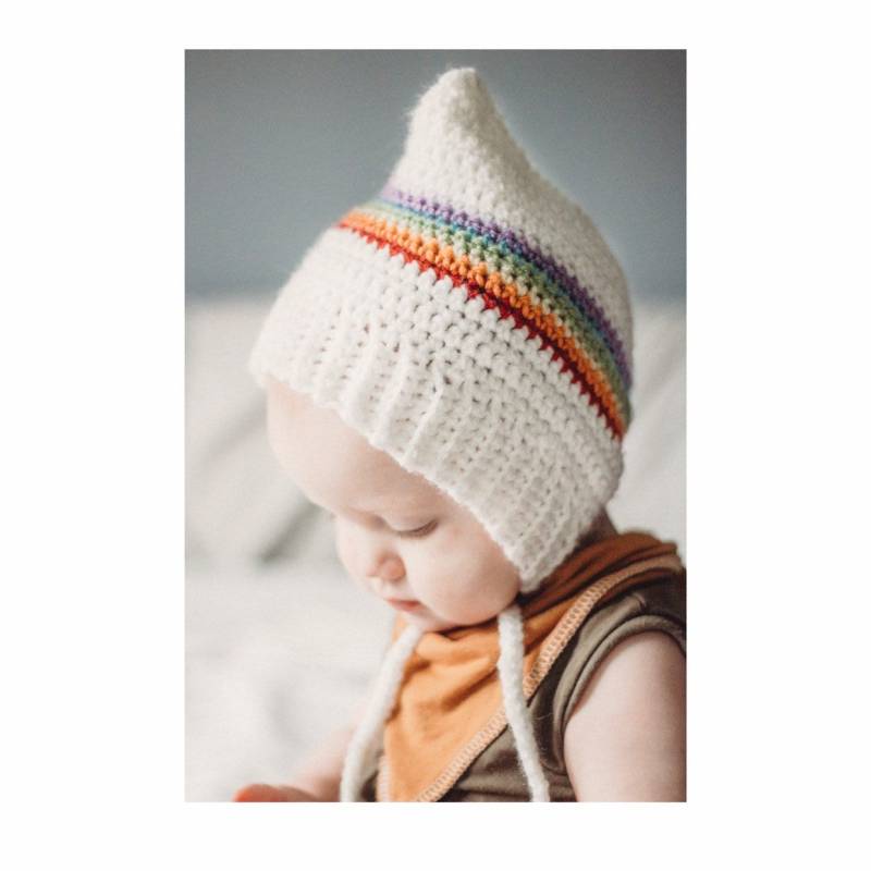Remy Bonnet/Retro Regenbogen Mütze Häkelmütze von WillowWayCrochet