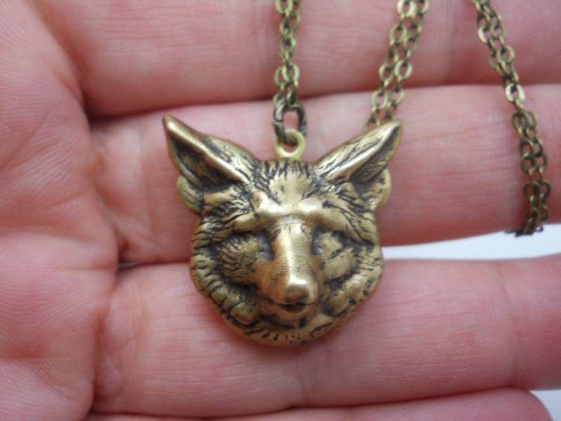Vintage Messing Fuchs Locket Halskette Waldtier Andenken von WillowandQuinn