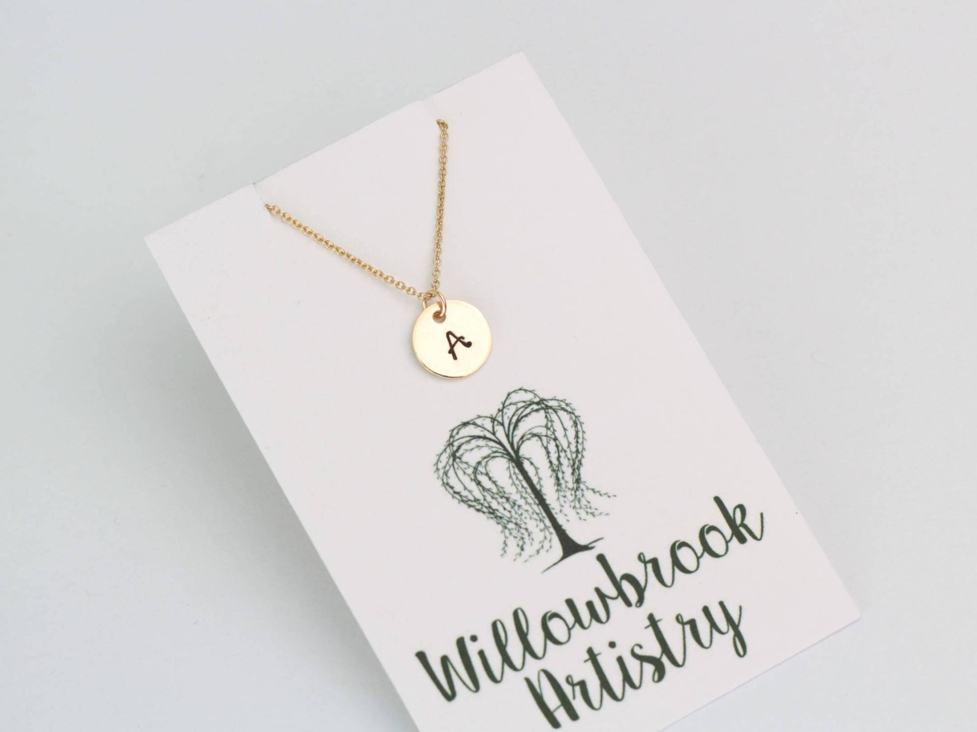 Gold Initial Halskette, Kleine Personalisierte Halskette Gold Initial Halskette, Kleine Personalisierte Halskette von WillowbrookArtistry