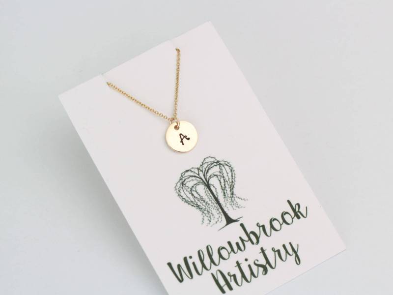 Gold Initial Halskette, Kleine Personalisierte Halskette Gold Initial Halskette, Kleine Personalisierte Halskette von WillowbrookArtistry