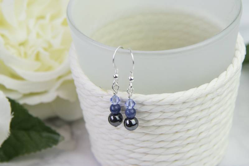 Hämatit Und Sodalith Ohrringe, Edelstein Tropfen Blaue Ohrringe Hämatit Und Sodalith Ohrringe, Edelstein Tropfen Blaue Ohrringe von WillowbrookArtistry