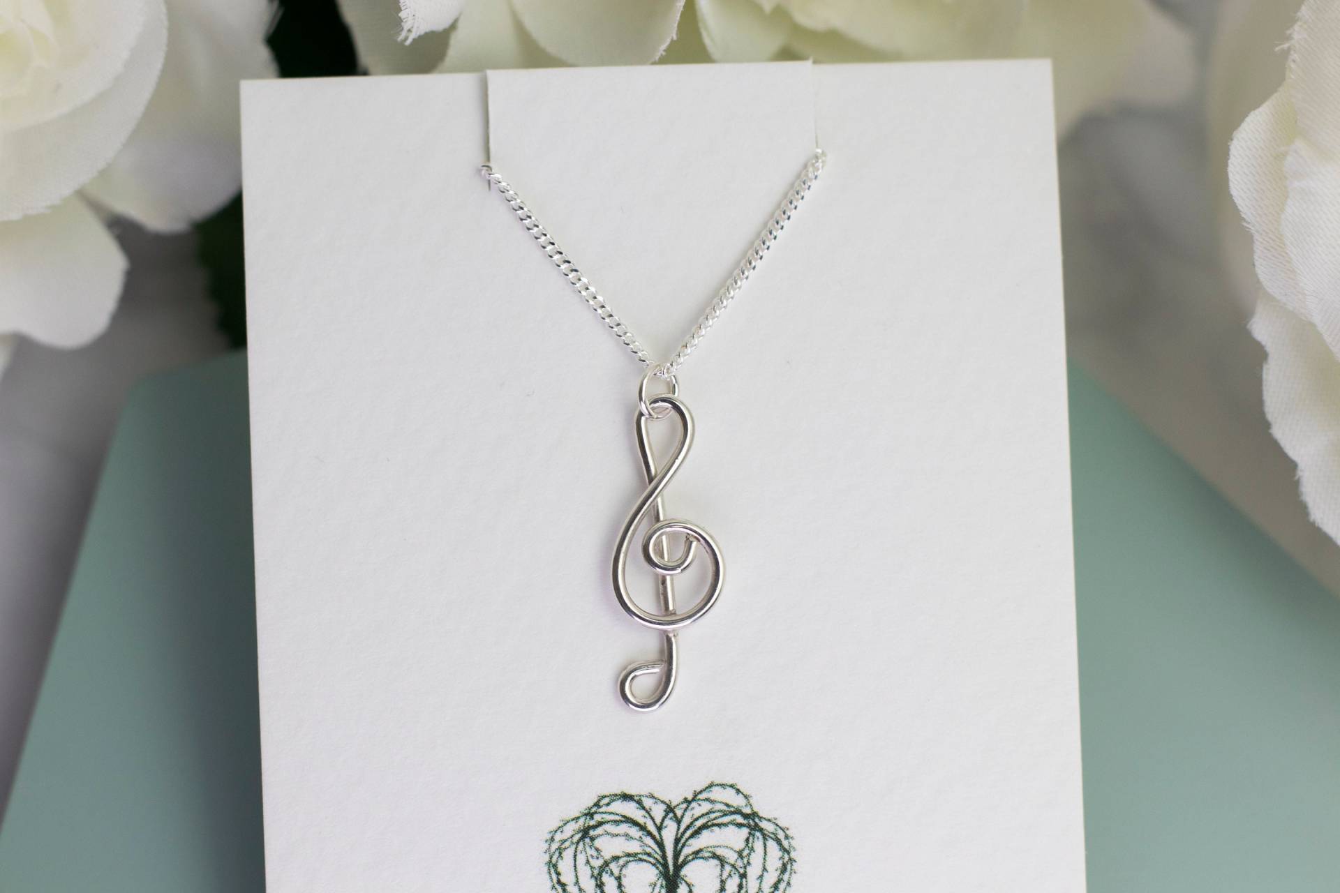 Notenschlüssel Halskette, Silber Musik Musiker Liebhaber Notenschlüssel Halskette, Silber Musik Musiker Liebhaber von WillowbrookArtistry