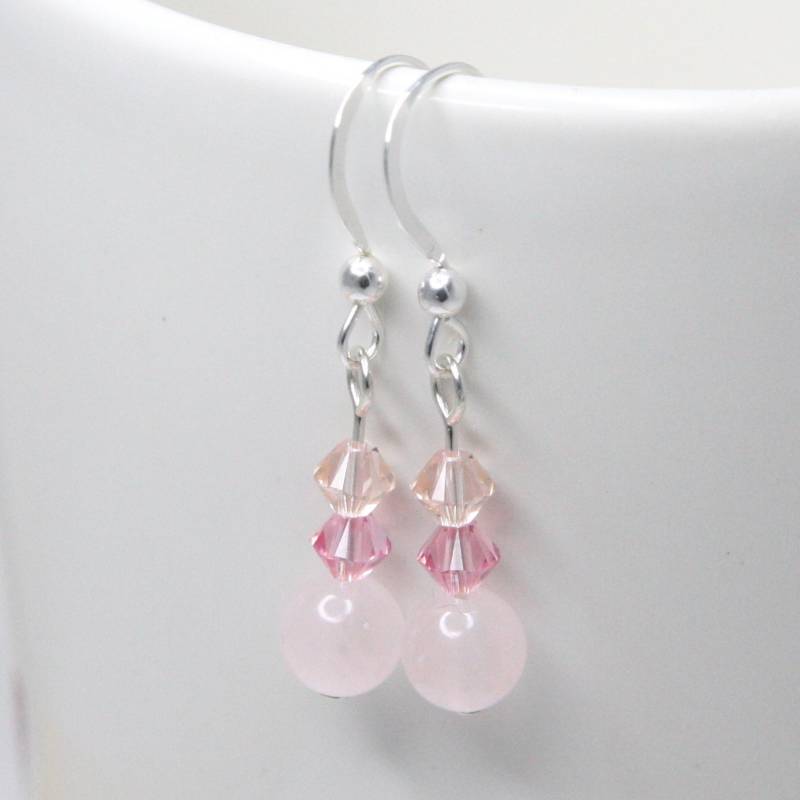 Rosenquarz Ohrringe, Und Sterling Silber Liebe Rosa Kristall Ohrringe Rosenquarz Ohrringe, Und Sterling Silber Liebe Rosa Kristall Ohrringe von WillowbrookArtistry