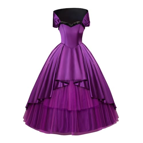 Willyacos Bärtiges Damenkostüm Greatest Showman Cosplay Kostüm Lettie Lutz Kostüm Kleid Damen Erwachsene, Violett, Groß von Willyacos