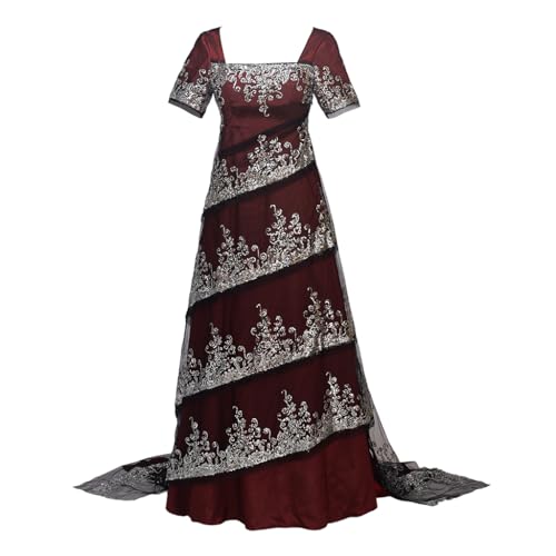 Willyacos Titanic Rose Cosplay Kostüm - Rotes Dewitt Bukater Kleid, Abendessen Outfit für Damen, Rot/Ausflug, einfarbig (Getaway Solids), X-Klein von Willyacos