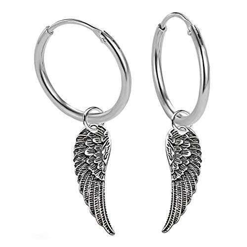 Ohrringe Ohrhänger mit einem Engelsflügel aus Sterling Silber 925 für Damen, Herren und Girls (18.0 MM) von Willys Jewellery