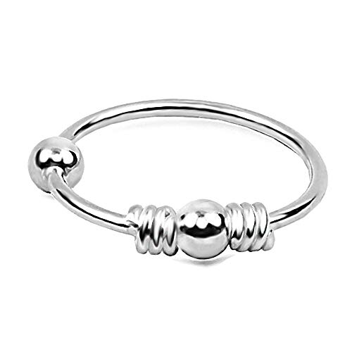 Piercing Ring dünn 925 Sterling Silber Hoop Ohrpiercing und Nasenpiercing für Damen und Girls 7.0 MM (Ball Closure) von Willys Jewellery