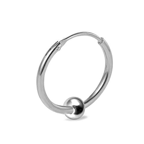 einzeln Unisex Ohrring Creolen 925 Sterling Silber mit Kugel (10.0 mm) von Willys Jewellery