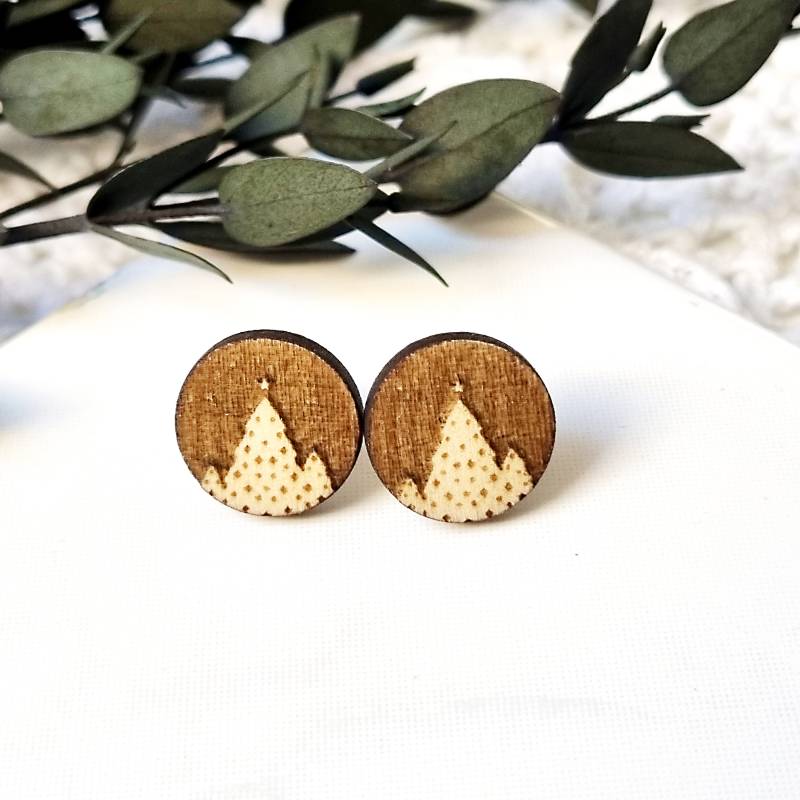 Holz Ohrringe Weihnachten | Advent Aus Weihnachtsgeschenk Weihnachtliche Handgefertigt von WilmaSchmucksein