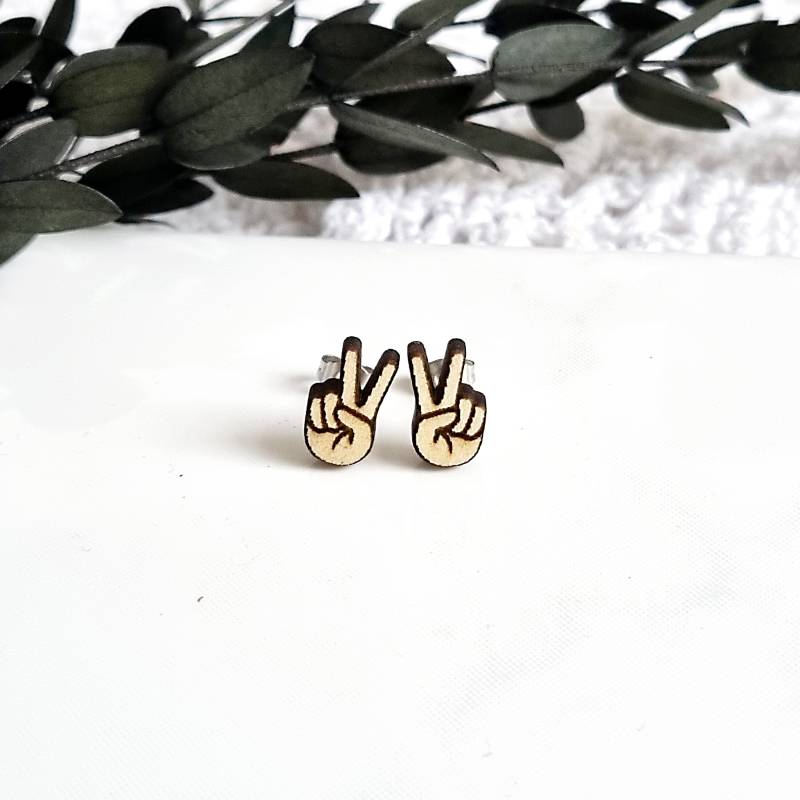 Peace Holz Ohrringe | Ausgefallene Aus Weihnachtsgeschenk Als Geschenk Handgefertigt Holzohrringe von WilmaSchmucksein