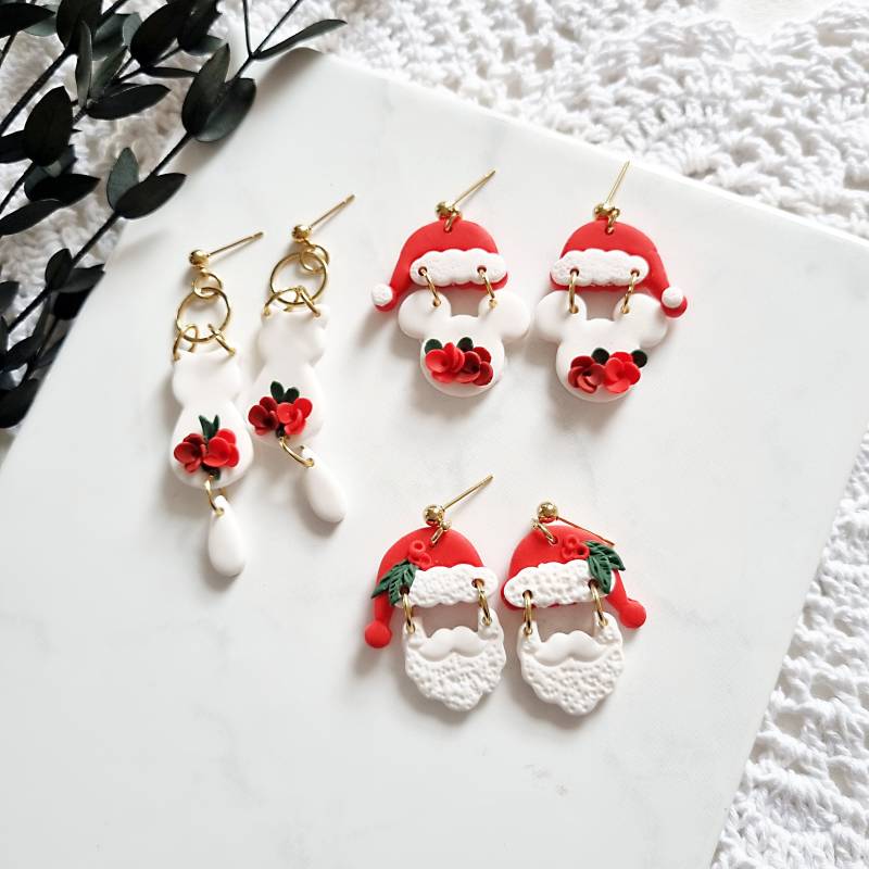 Polymer Clay Ohrringe Weihnachten | Advent Ton Weihnachtsgeschenk Weihnachtsmann Handgefertigt von WilmaSchmucksein