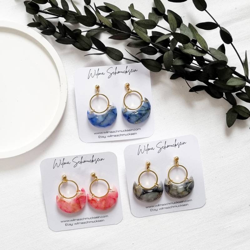 Polymer Clay Ohrstecker Frbig Gold | Glänzende Ton Ohrringe Weihnachtsgeschenk Handgefertigt Polymer Clay Ohrstecker Frbig Gold | Glänzende Ton Ohrringe Weihnachtsgeschenk Handgefertigt von WilmaSchmucksein