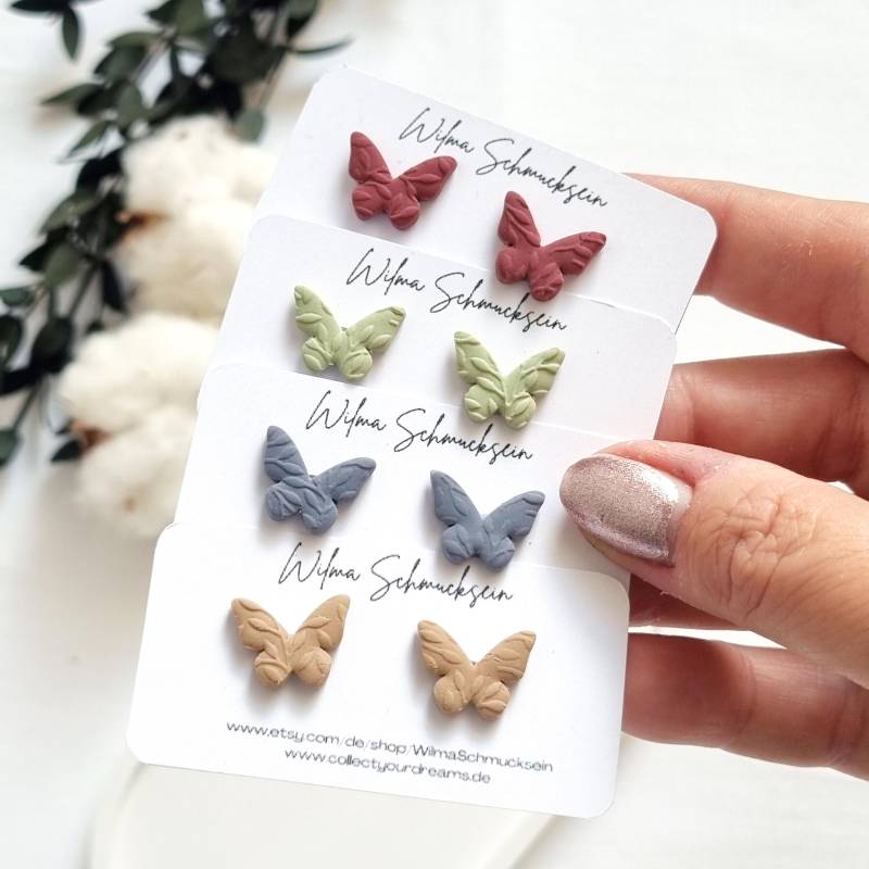 Schmetterling Ohrringe | Ton Weihnachtsgeschenk Farbige Polymer Clay Handgefertigt von WilmaSchmucksein