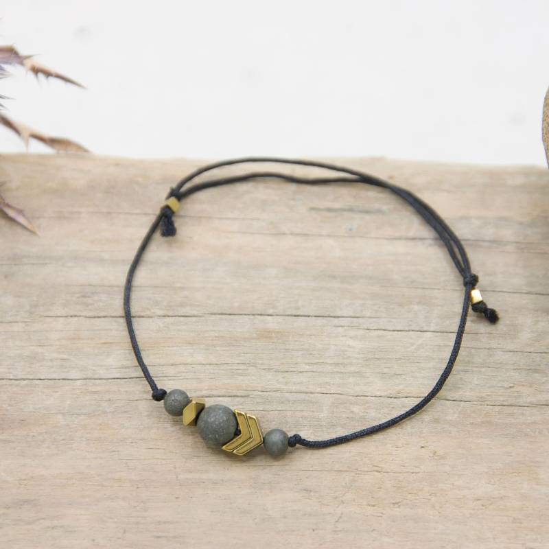 Armband Pyrit Hämatit, Schiebeknoten, Makramee, Filigran, Halbedelstein, Geschenk Für Sie, Beste Freundin von WilmaUndSoehne