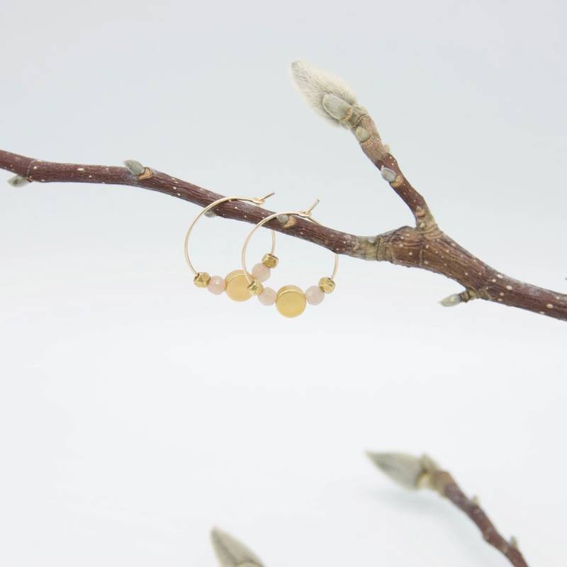 Ohrringe Sonnenstein, Creole Sterling Silber 925 Oder Goldfilled 14K, Halbedelstein, Geschenk Für Sie von WilmaUndSoehne