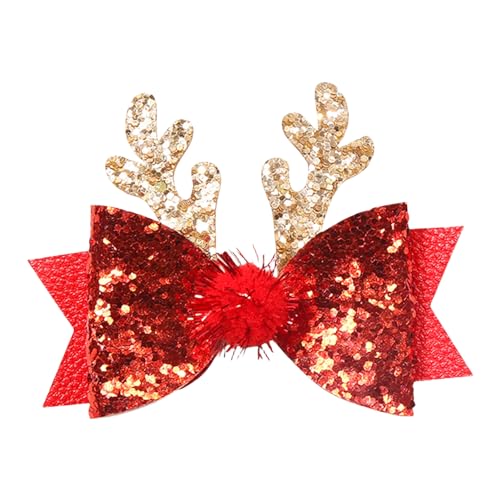 Weihnachts-Haarnadeln, Weihnachts-Rentier-Geweih-Stirnbänder, niedliche Weihnachts-Haar-Accessoires, Schleifen-Haarnadeln, Krawatten-Geweih-Ohr-Haarnadeln, Weihnachts-Accessoires für Mädchen von Wilmot