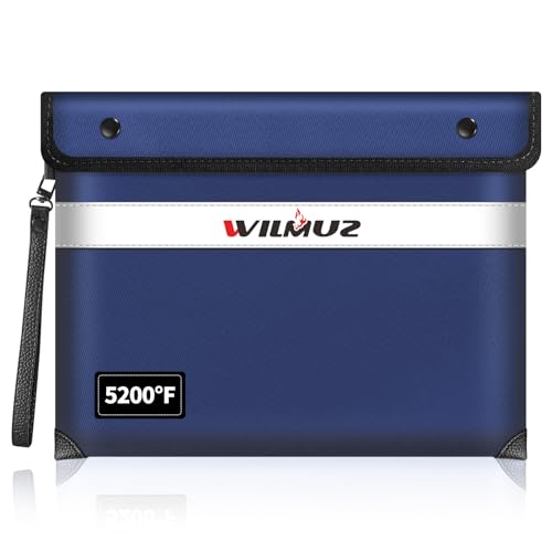 Wärmeisolierte, feuerfeste Dokumententasche mit Reißverschluss, 35,3 x 26,9 cm, wasserdicht, feuerfeste Tasche mit reflektierenden Streifen, 8 Schichten Schutzmaterialien, feuerfeste Geldtasche für Wärmeisolierte, feuerfeste Dokumententasche mit Reißverschluss, 35,3 x 26,9 cm, wasserdicht, feuerfeste Tasche mit reflektierenden Streifen, 8 Schichten Schutzmaterialien, feuerfeste Geldtasche für von Wilmuz