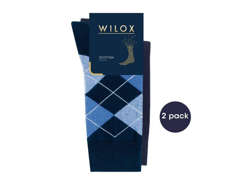 Wilox Businesssocken 2 Paar Businesssocken Anzugsocken Scottish Argyle mit Baumwolle Karo von Wilox