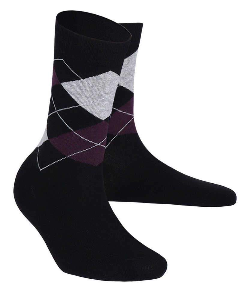 Wilox Langsocken Scotish Argyle für Damen (Spar-Pack, 2-Paar, 2er-Pack) aus hautfreundlicher BIO Baumwolle von Wilox