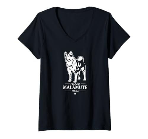Damen Alaskan Malamute Mom Hundebesitzer Schlittenhunde Hunde T-Shirt mit V-Ausschnitt Damen Alaskan Malamute Mom Hundebesitzer Schlittenhunde Hunde T-Shirt mit V-Ausschnitt von Wilsigns Alaskan Malamute Mom Designs