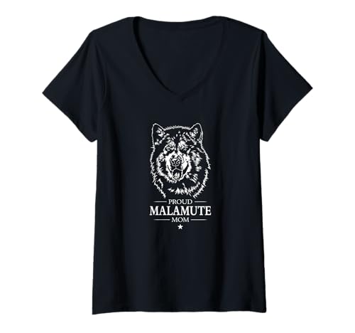 Damen Alaskan Malamute Mom Hundebesitzer Schlittenhunde Hunde T-Shirt mit V-Ausschnitt Damen Alaskan Malamute Mom Hundebesitzer Schlittenhunde Hunde T-Shirt mit V-Ausschnitt von Wilsigns Alaskan Malamute Mom Designs