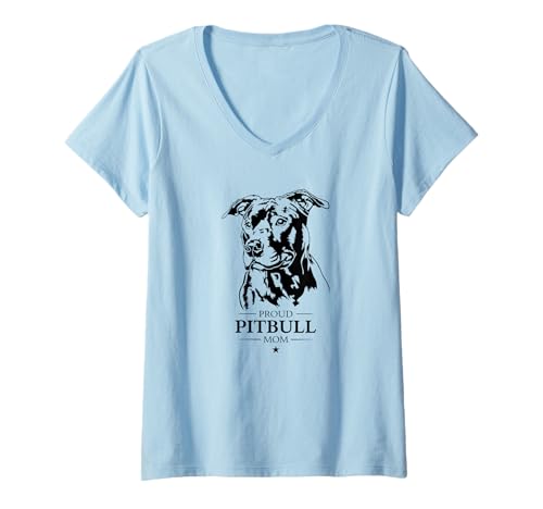 Damen Stolze American Pitbull Mom Hundebesitzer Hund Hunde T-Shirt mit V-Ausschnitt Damen Stolze American Pitbull Mom Hundebesitzer Hund Hunde T-Shirt mit V-Ausschnitt von Wilsigns American Pitbull Mom Designs