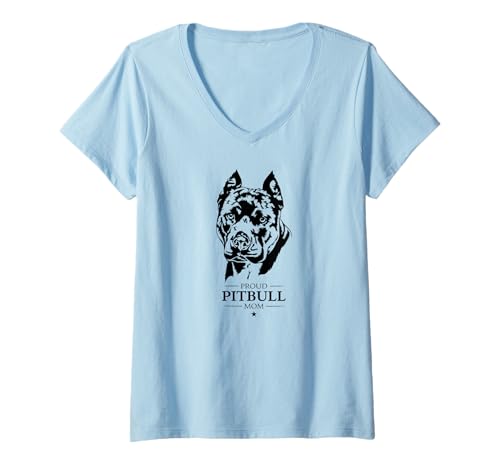 Damen Stolze American Pitbull Mom Hundebesitzer Hund Hunde T-Shirt mit V-Ausschnitt Damen Stolze American Pitbull Mom Hundebesitzer Hund Hunde T-Shirt mit V-Ausschnitt von Wilsigns American Pitbull Mom Designs