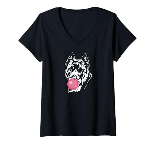 Damen Lustiger American Staffordshire Terrier Portrait Hunde Hund T-Shirt mit V-Ausschnitt Damen Lustiger American Staffordshire Terrier Portrait Hunde Hund T-Shirt mit V-Ausschnitt von Wilsigns American Staffordshire Terrier Designs
