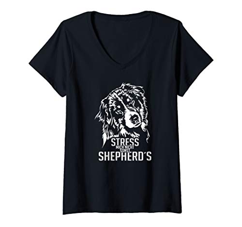 Damen Stress mich nicht sonst Shepherds Australian Shepherd Hunde T-Shirt mit V-Ausschnitt Damen Stress mich nicht sonst Shepherds Australian Shepherd Hunde T-Shirt mit V-Ausschnitt von Wilsigns Aussie Australian Shepherd Designs
