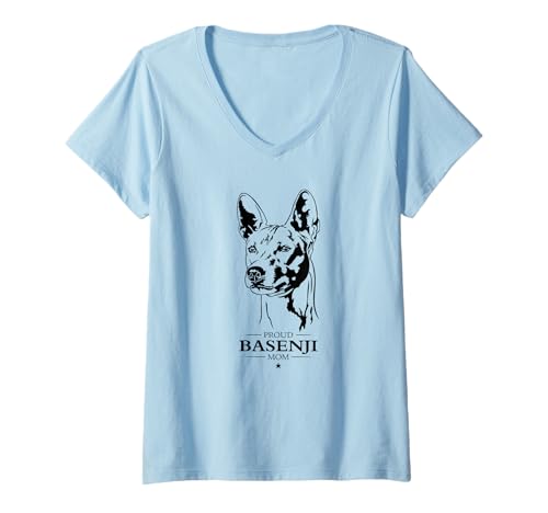 Damen Stolzer Basenji Mom Hunde Basenji Hunderasse Hund T-Shirt mit V-Ausschnitt Damen Stolzer Basenji Mom Hunde Basenji Hunderasse Hund T-Shirt mit V-Ausschnitt von Wilsigns Basenji Mom Designs
