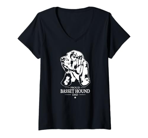 Damen Stolzer Basset Hound Dad Hund Basset Hound Hunderasse Hunde T-Shirt mit V-Ausschnitt Damen Stolzer Basset Hound Dad Hund Basset Hound Hunderasse Hunde T-Shirt mit V-Ausschnitt von Wilsigns Basset Hound Dad Designs