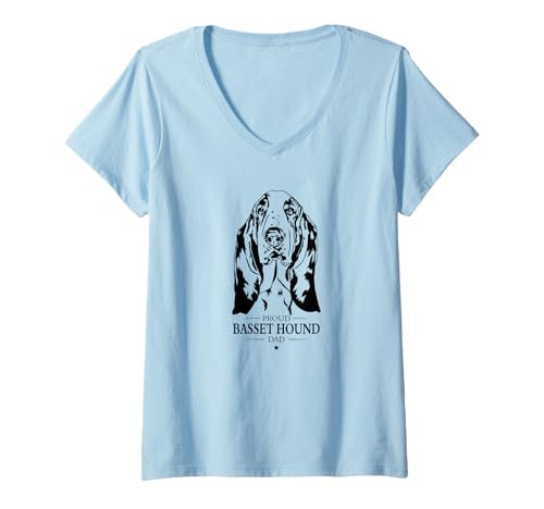 Damen Stolzer Basset Hound Dad Hund Basset Hound Hunderasse Hunde T-Shirt mit V-Ausschnitt Damen Stolzer Basset Hound Dad Hund Basset Hound Hunderasse Hunde T-Shirt mit V-Ausschnitt von Wilsigns Basset Hound Dad Designs
