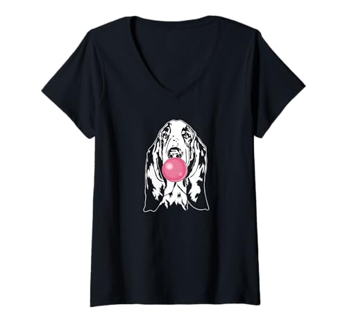 Damen Lustiger Basset Hound Portrait Hunde Hund T-Shirt mit V-Ausschnitt Damen Lustiger Basset Hound Portrait Hunde Hund T-Shirt mit V-Ausschnitt von Wilsigns Basset Hound Designs