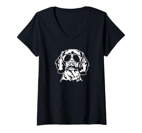 Damen Cooler Bayerischer Gebirgsschweißhund Hund mit Sonnenbrille T-Shirt mit V-Ausschnitt Damen Cooler Bayerischer Gebirgsschweißhund Hund mit Sonnenbrille T-Shirt mit V-Ausschnitt von Wilsigns Bayerischer Gebirgsschweisshund Designs