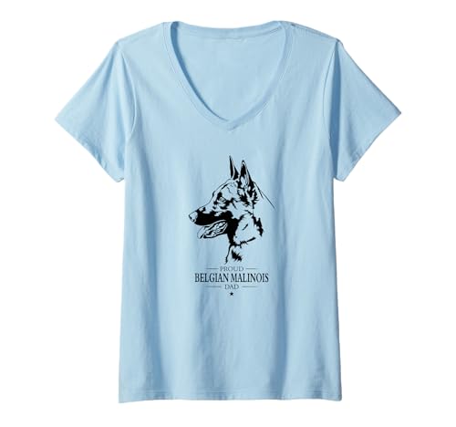 Damen Stolzer Belgian Malinois Dad Hund Malinois Hunderasse Hunde T-Shirt mit V-Ausschnitt Damen Stolzer Belgian Malinois Dad Hund Malinois Hunderasse Hunde T-Shirt mit V-Ausschnitt von Wilsigns Belgian Malinois Dad Designs