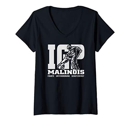 Damen Malinois IGP Hundesport Schutzdienst Hund IPO Hunde T-Shirt mit V-Ausschnitt Damen Malinois IGP Hundesport Schutzdienst Hund IPO Hunde T-Shirt mit V-Ausschnitt von Wilsigns Belgian Malinois Designs