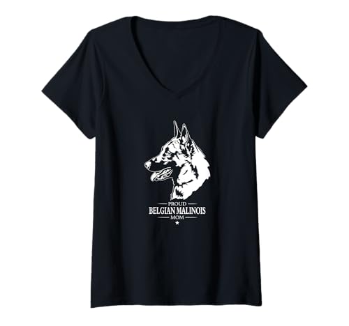 Damen Stolzer Belgian Malinois Mom Hund Malinois Hunderasse Hunde T-Shirt mit V-Ausschnitt Damen Stolzer Belgian Malinois Mom Hund Malinois Hunderasse Hunde T-Shirt mit V-Ausschnitt von Wilsigns Belgian Malinois Mom Designs
