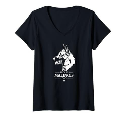 Damen Belgischer Malinois Dad Hundebesitzer Schäferhunde IGP Hunde T-Shirt mit V-Ausschnitt Damen Belgischer Malinois Dad Hundebesitzer Schäferhunde IGP Hunde T-Shirt mit V-Ausschnitt von Wilsigns Belgischer Malinois Dad Designs