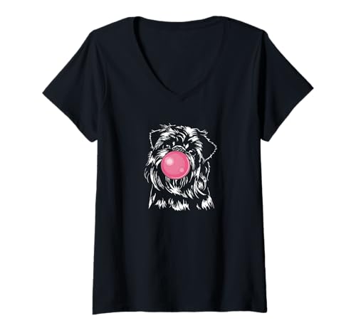 Damen Lustiger Belgischer Zwerggriffon Portrait Hund Griffon Hunde T-Shirt mit V-Ausschnitt Damen Lustiger Belgischer Zwerggriffon Portrait Hund Griffon Hunde T-Shirt mit V-Ausschnitt von Wilsigns Belgischer Zwerggriffon Designs