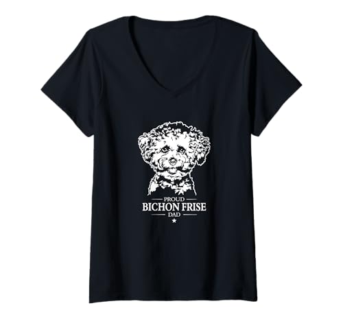 Damen Stolzer Bichon Frise Dad Hund Hunderasse Bichon Hunde T-Shirt mit V-Ausschnitt Damen Stolzer Bichon Frise Dad Hund Hunderasse Bichon Hunde T-Shirt mit V-Ausschnitt von Wilsigns Bichon Frise Dad Designs