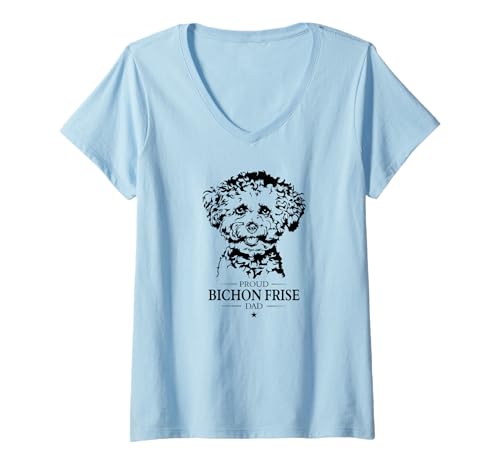 Damen Stolzer Bichon Frise Dad Hund Hunderasse Bichon Hunde T-Shirt mit V-Ausschnitt Damen Stolzer Bichon Frise Dad Hund Hunderasse Bichon Hunde T-Shirt mit V-Ausschnitt von Wilsigns Bichon Frise Dad Designs