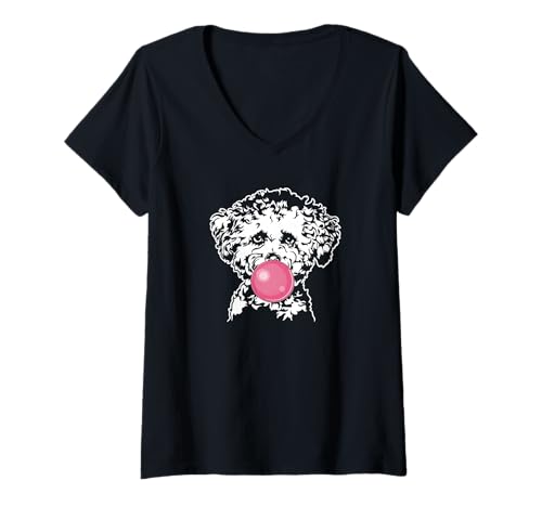 Damen Lustiger Bichon Frise Portrait Hund Hunde T-Shirt mit V-Ausschnitt von Wilsigns Bichon Frise Designs