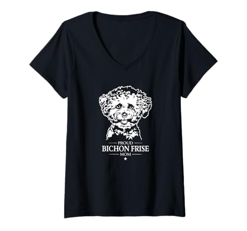 Damen Stolzer Bichon Frise Mom Hund Hunderasse Bichon Hunde T-Shirt mit V-Ausschnitt von Wilsigns Bichon Frise Mom Designs