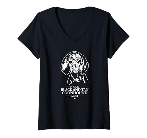 Damen Stolzer Black and Tan Coonhound Mom Hund Hunderasse Hunde T-Shirt mit V-Ausschnitt Damen Stolzer Black and Tan Coonhound Mom Hund Hunderasse Hunde T-Shirt mit V-Ausschnitt von Wilsigns Black And Tan Coonhound Mom Designs