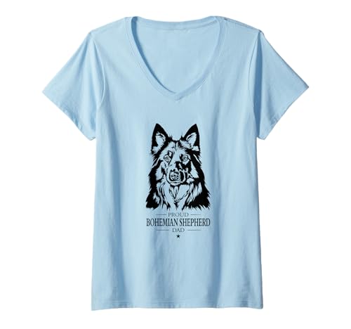 Damen Stolzer Bohemian Shepherd Dad Hund Hunderasse Chodsky PES T-Shirt mit V-Ausschnitt Damen Stolzer Bohemian Shepherd Dad Hund Hunderasse Chodsky PES T-Shirt mit V-Ausschnitt von Wilsigns Bohemian Shepherd Dad Designs