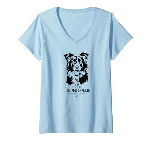 Damen Stolzer Border Collie Dad Hund Hunderasse Collie Hunde T-Shirt mit V-Ausschnitt Damen Stolzer Border Collie Dad Hund Hunderasse Collie Hunde T-Shirt mit V-Ausschnitt von Wilsigns Border Collie Dad Designs